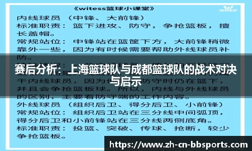 赛后分析：上海篮球队与成都篮球队的战术对决与启示